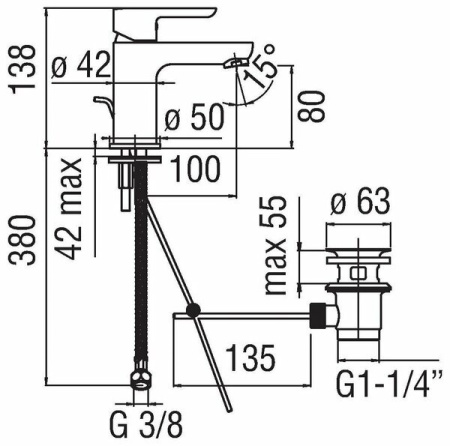 Смеситель для раковины NOBILI ABC AB87118/1CR